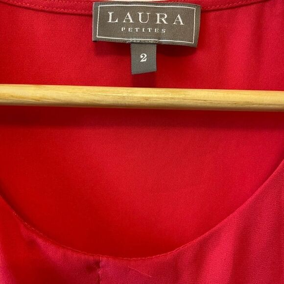 LAURA Petites Coral Light Layered Sleeveless Top 2 - Picture 7 of 7